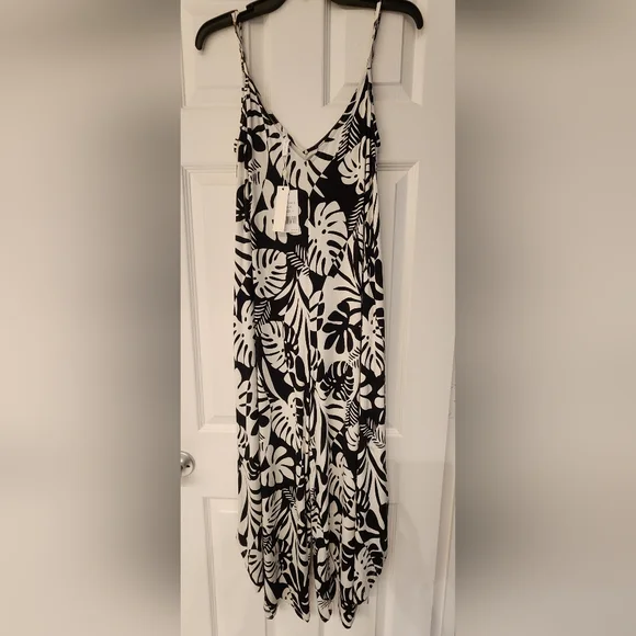 Sunshine 79 Optic Tropic Wide-Leg Relaxed Jumpsuit In Black/White Size SM - Picture 4 of 13